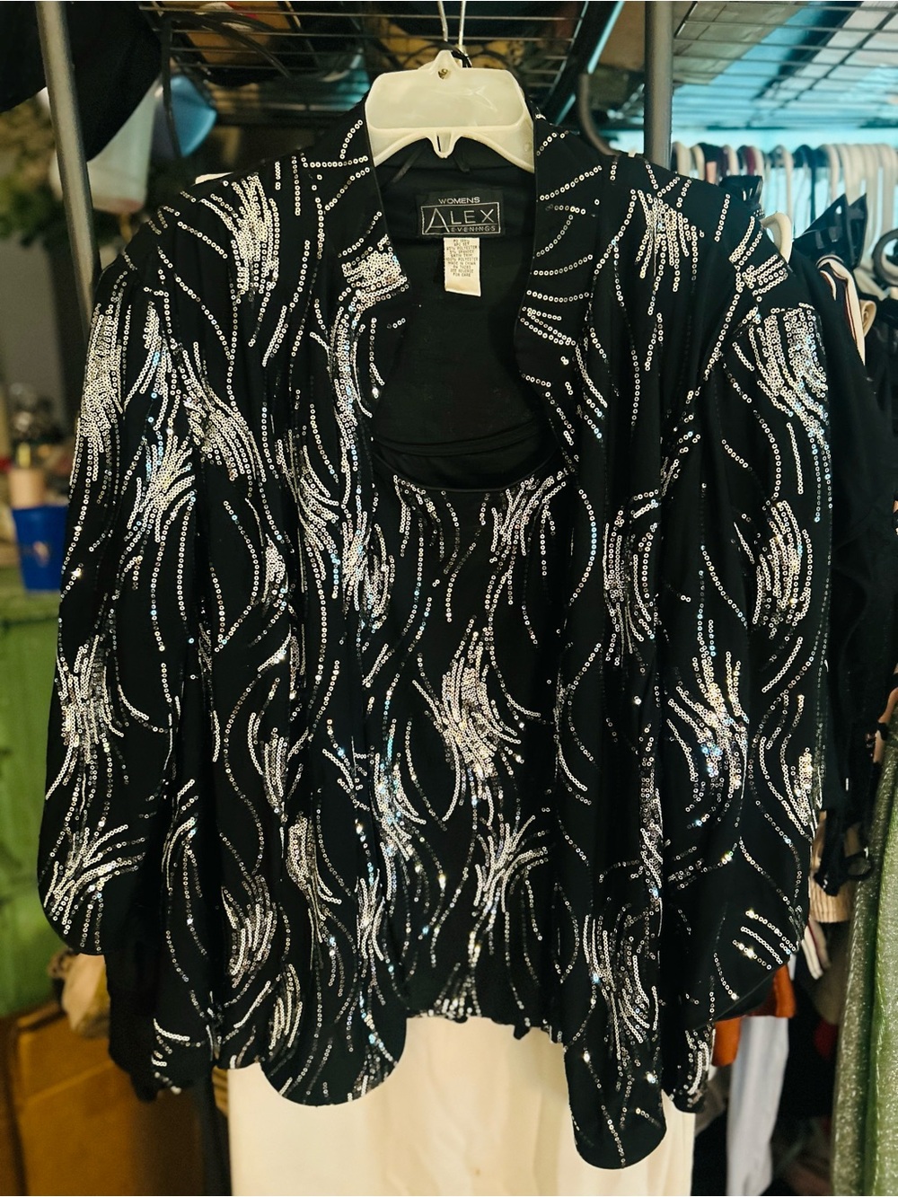 Alex Evenings Black Sequin Jacket - Elegant Evening Coat